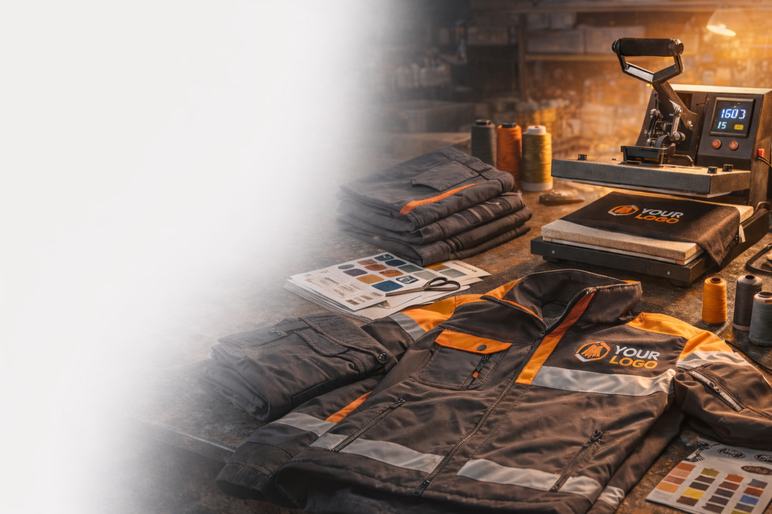 Kurumsal iş kıyafeti üretimi atölyesi – softshell mont ve logo baskı uygulaması