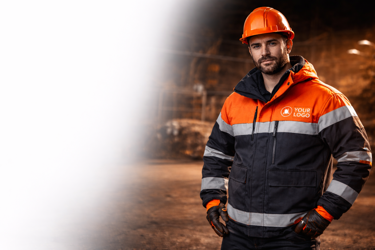 Sektöre özel softshell iş montu giyen inşaat çalışanı – Orange Cat WorkStrong