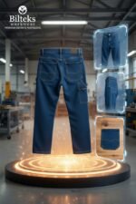 Çift Diz Destekli Kot İş Pantolonu - Görsel 2